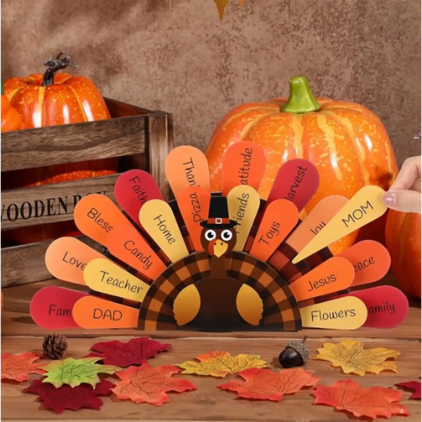 Thyle Thanksgiving Turkey Table Decor Feather Cards Activity Game Set