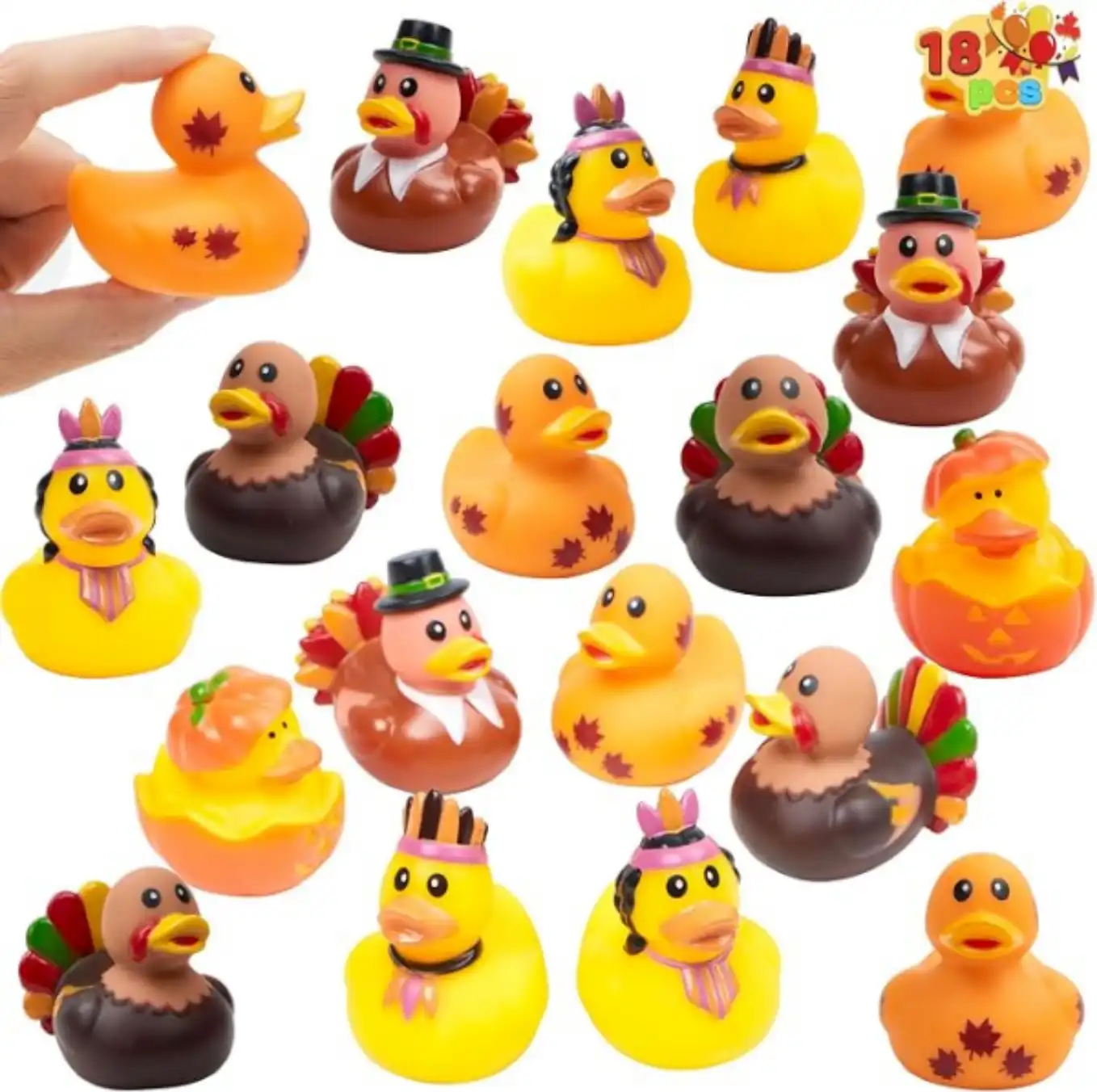 JOYIN 18PCS Thanksgiving Rubber Ducks for Kids
