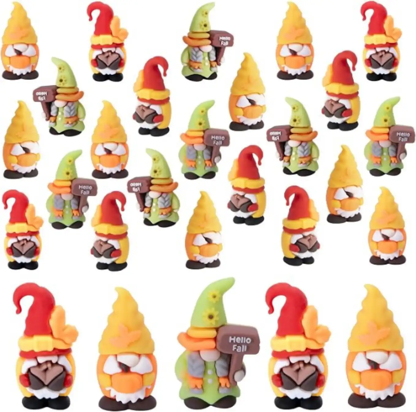 Watayo 30 Pcs Fall Mini Gnomes Figurines Thanksgiving Miniature Gnome Ornaments