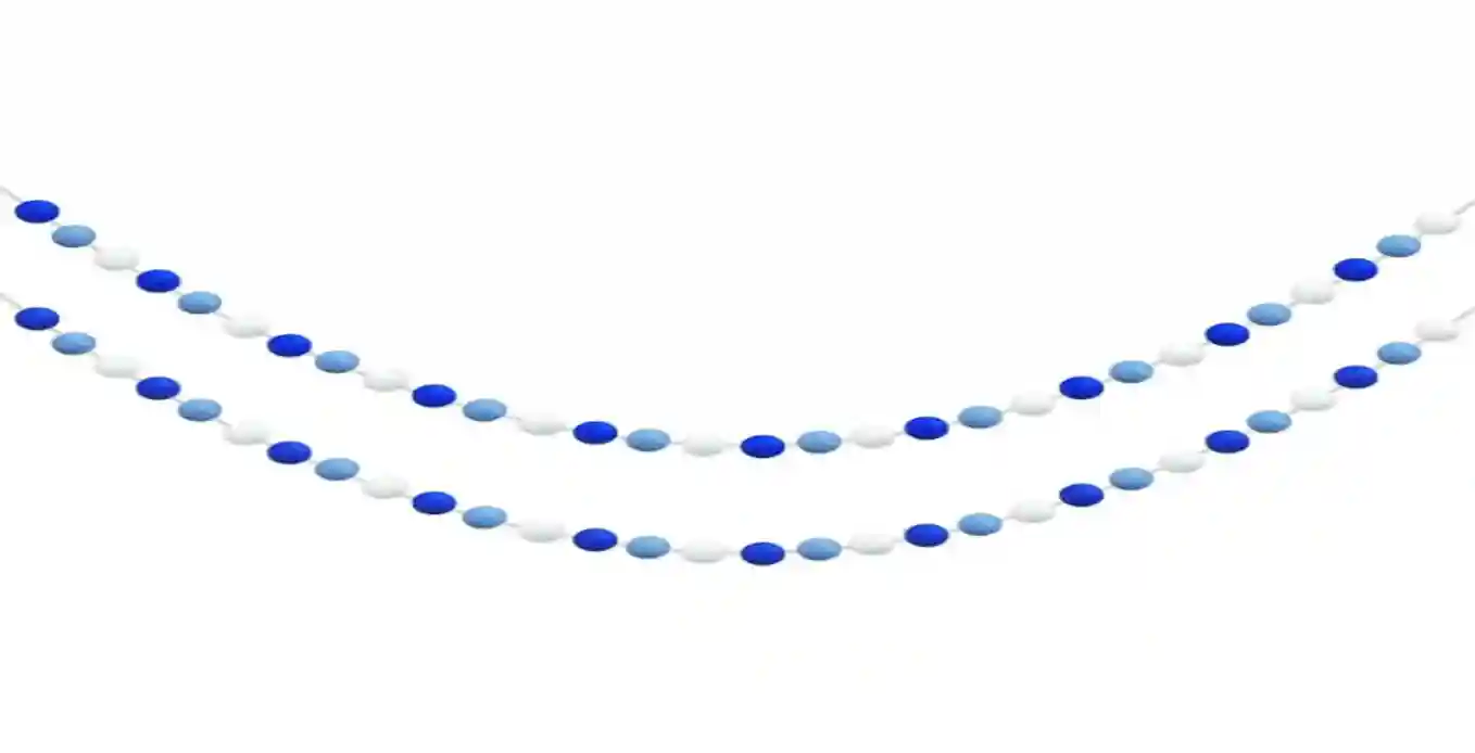 Partyprops Sixty Balls Hanukkah Felt Ball Garlands Blue Dark Blue White Pom Pom Decor