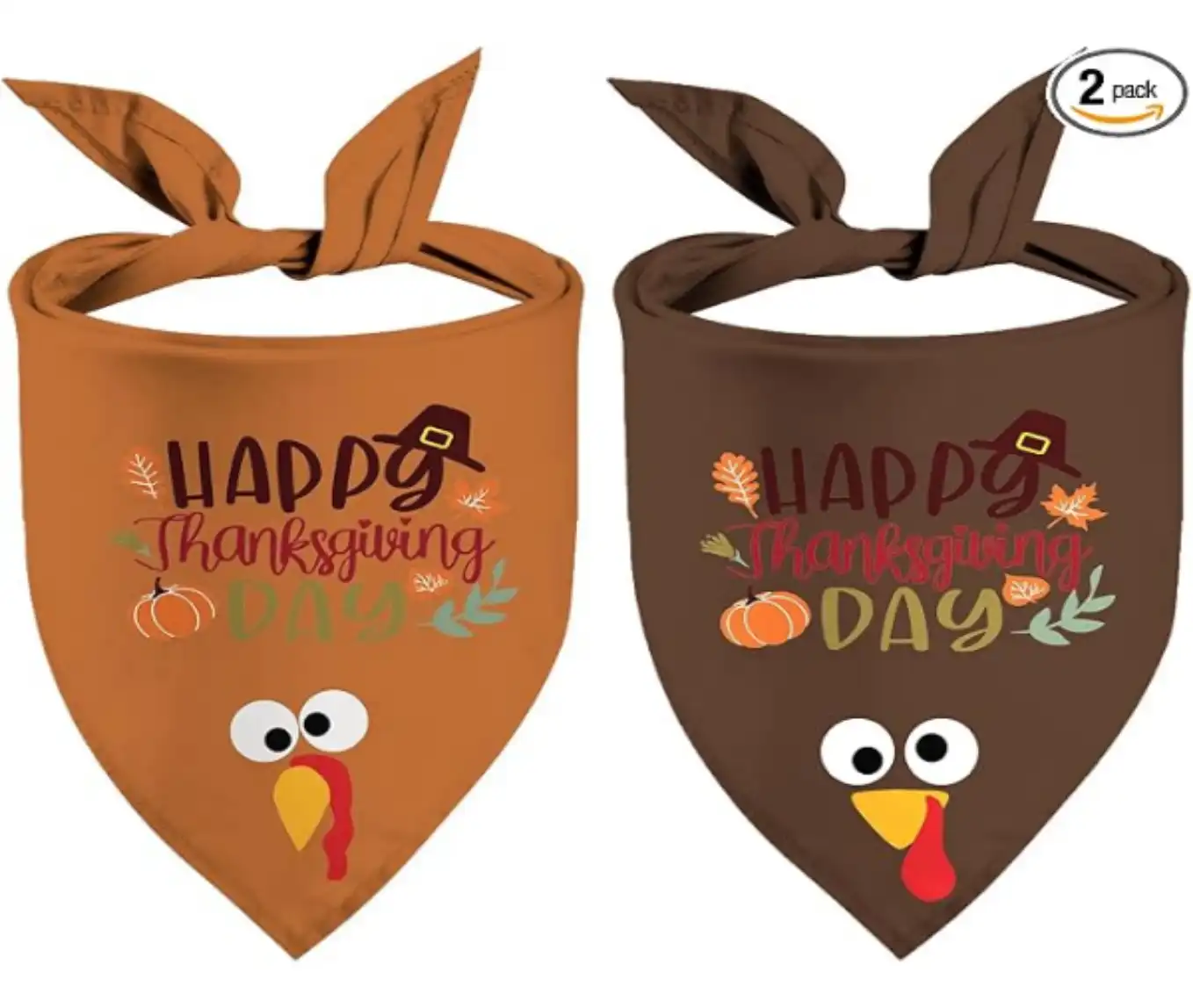 Thanksgiving Turkey Dog Bandanas 2 Pcs Fall Scarf