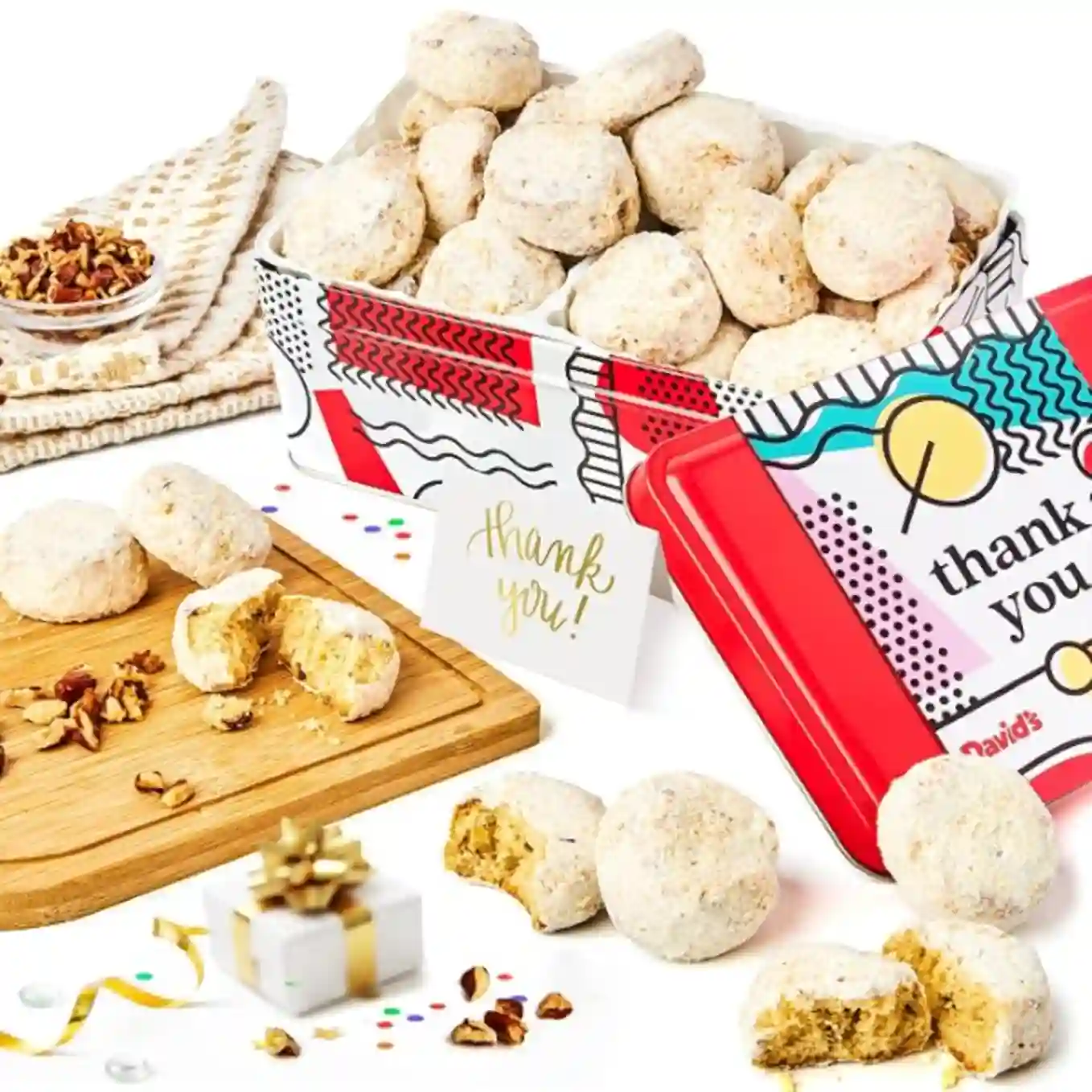 David's Cookies Gourmet Butter Pecan Meltaways Gift Sampler Tin Sixteen Ounce