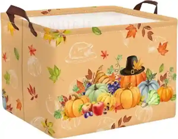 Clastyle Fall Pumpkin Gift Basket Empty Foldable Storage Bin Thirty Six Liters