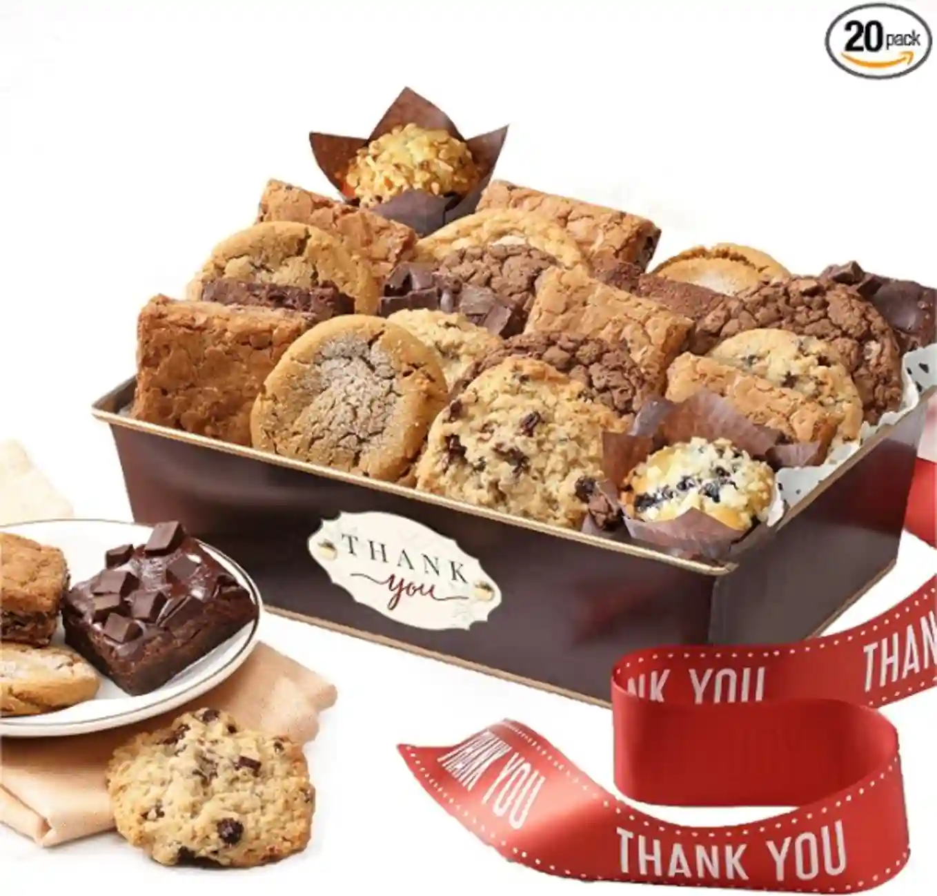 Broadway Basketeers Thank You Gift Baskets of Individually Wrapped Fresh Brownies and Cookies Twenty Pieces