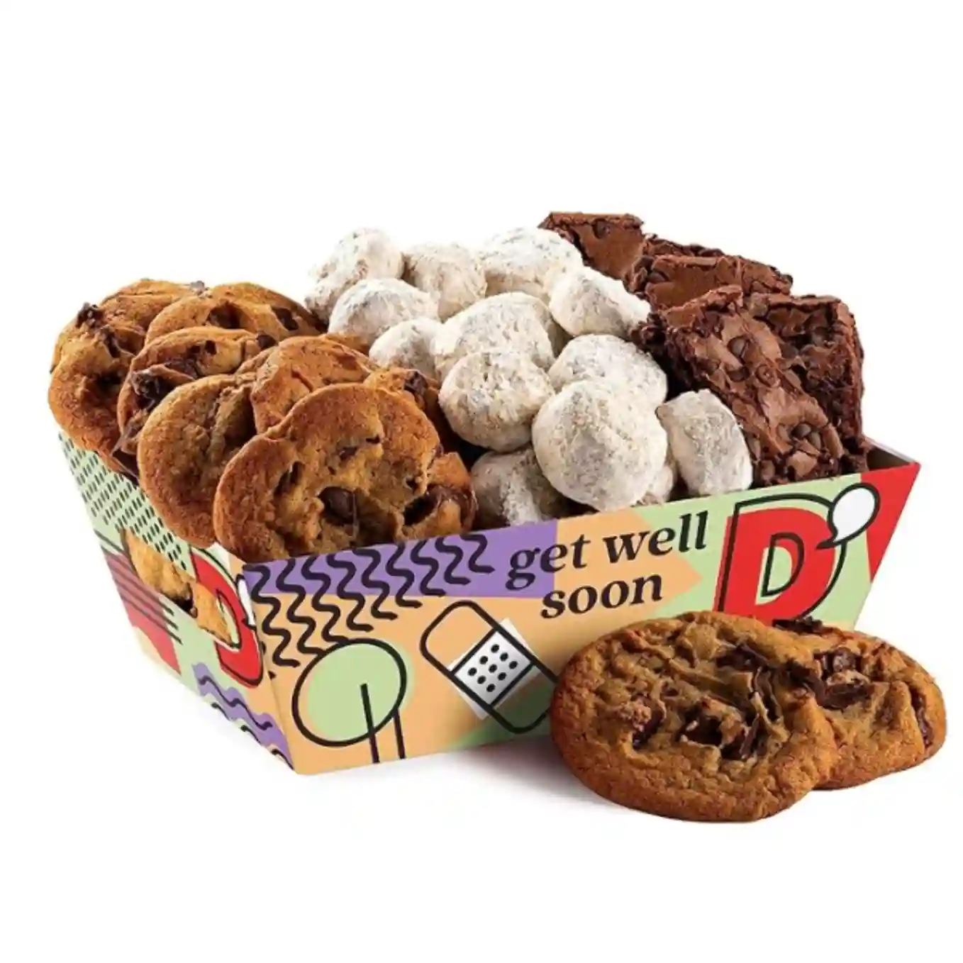David's Cookies Get Well Soon Cookie Gift Basket Fourteen Piece Gourmet Bakery Crate