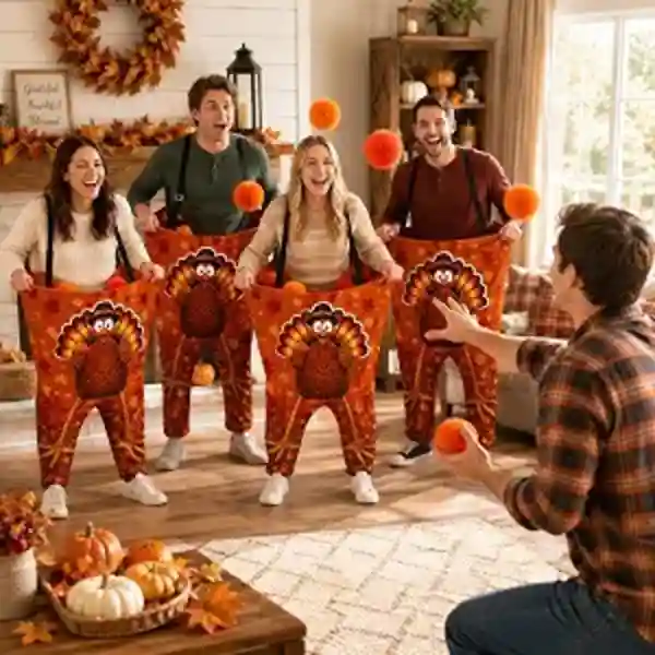 Novusen Fall Turkey Granny Pants Yard Game Giant Pants Set Thirty Two Balls Four Wearable Holders