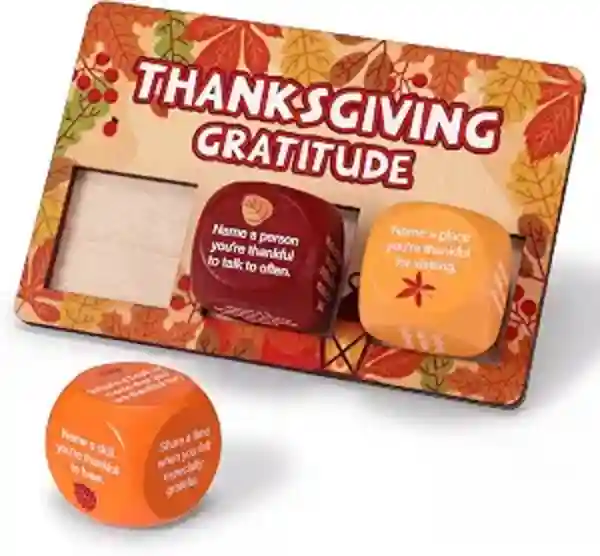 Vertintong Thanksgiving Party Gratitude Game Conversation Dice with Holder Three Theme Table Set
