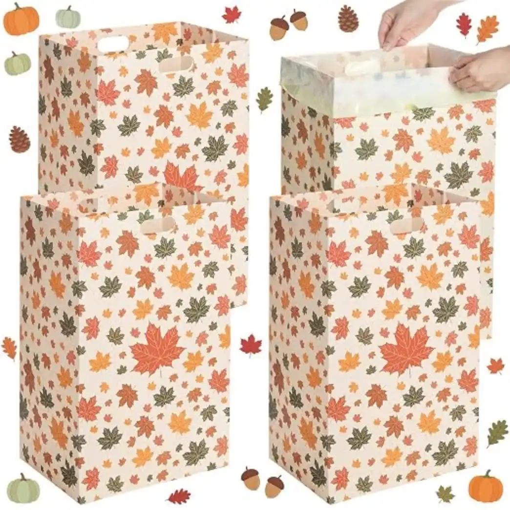 Yookeer 4 Pack Thanksgiving Disposable Trash Cans with 8 Bags