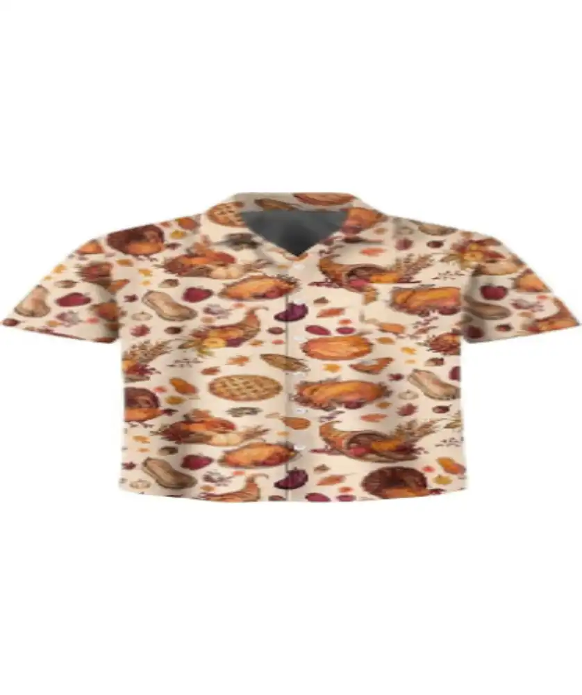 Mens Thanksgiving Shirts Fall Turkey Print Hawaiian Button Up Shirt