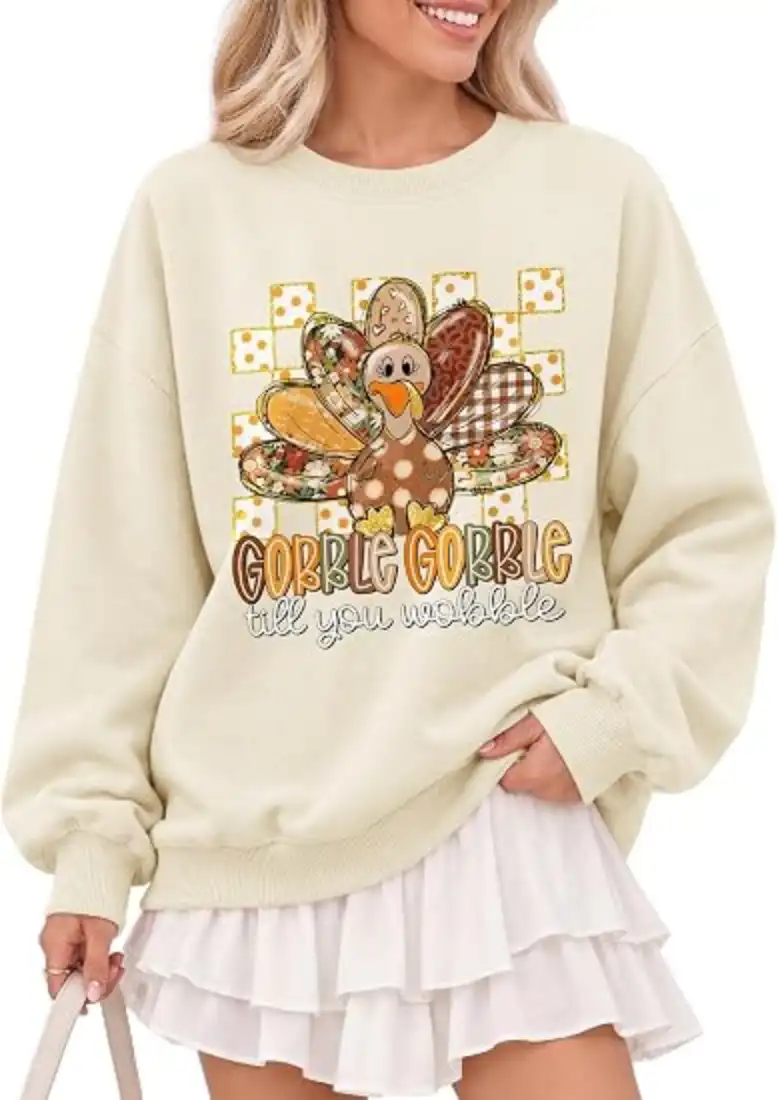 Fall Thanksgiving Sweatshirt for Women Graphic Crewneck Pullover Tops