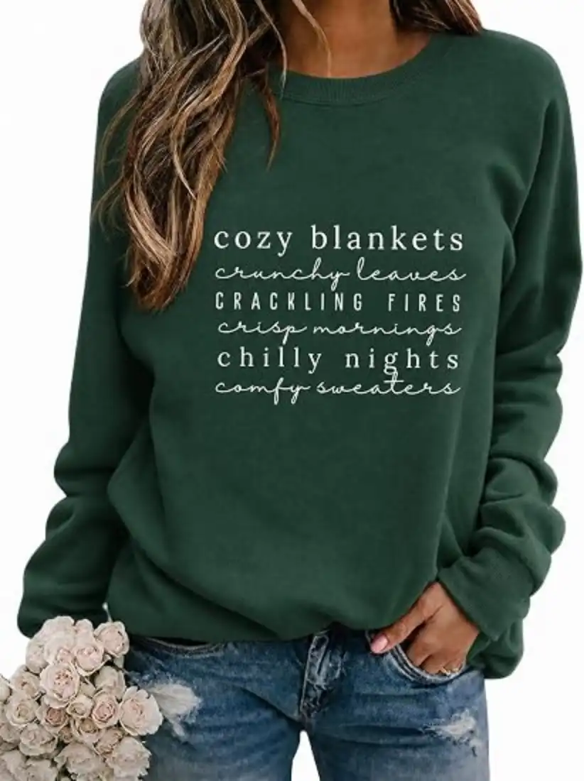 Letter Print Pullover for Women Thanksgiving Sweatshirt Casual Graphic Long Sleeve
