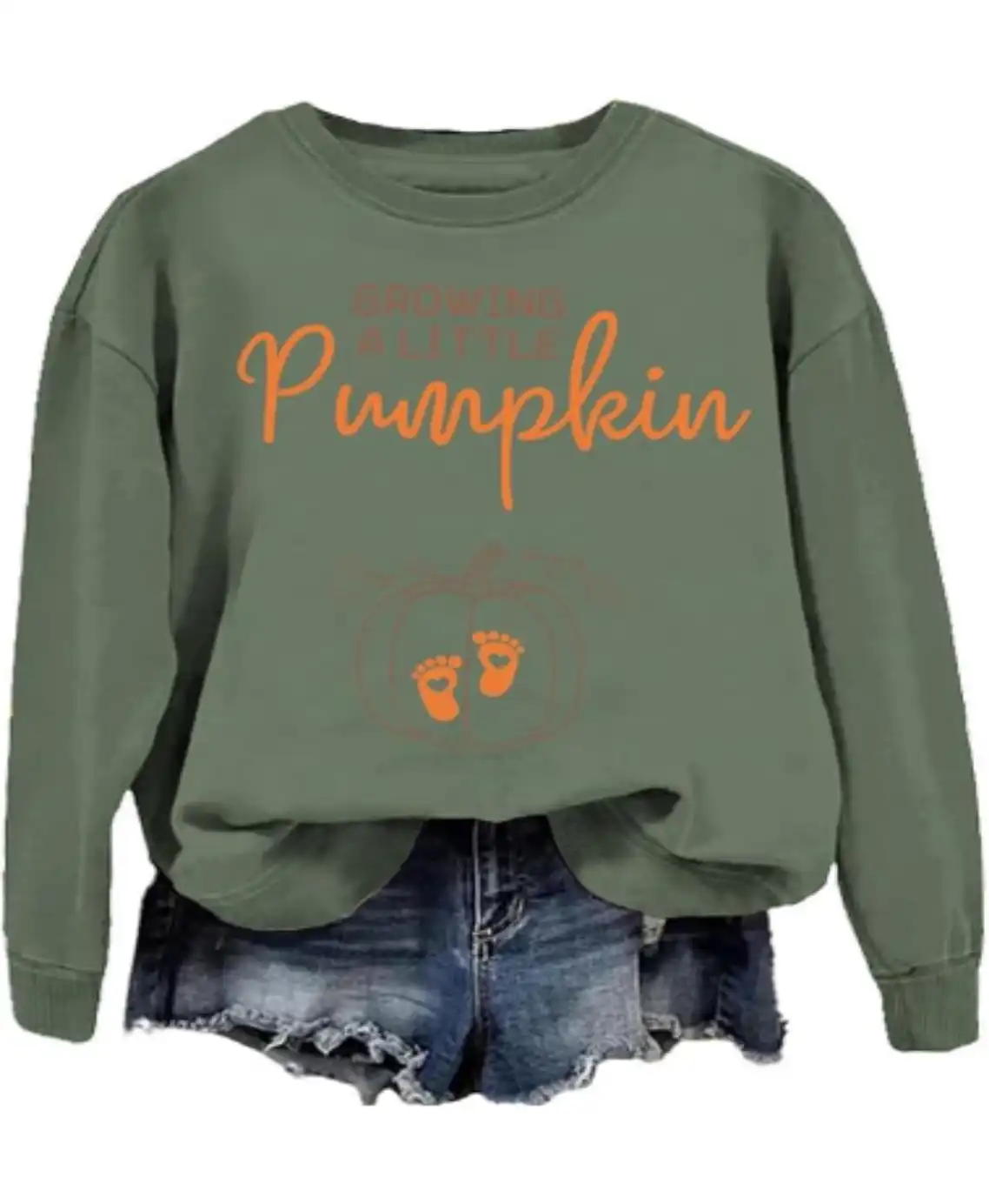 Growing A Little Pumpkin Sweatshirt For Women Thanksgiving Fall Pregnancy